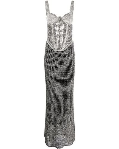 Dion Lee Boucle-knit Corset Top Maxi Dress - Grey