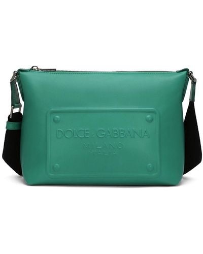 Dolce & Gabbana Calfskin Crossbody Bag With Raised Logo - Green