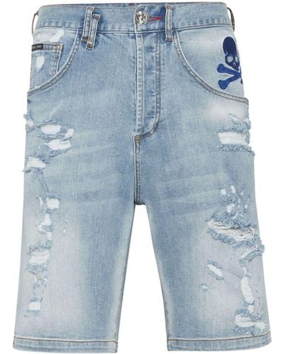 Philipp Plein Formentera Jeans-Shorts - Blau