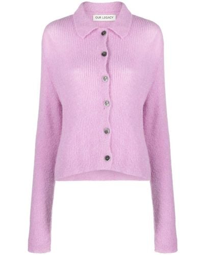 Our Legacy Mazzy Brushed Ribbed-knit Cardigan - Pink