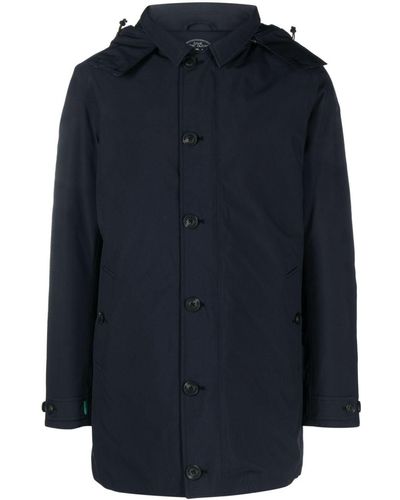 Save The Duck Single-breasted Detachable Hooded Coat - Blue