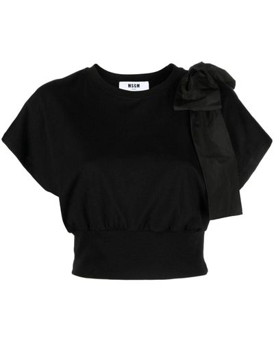 MSGM オーバーサイズリボンディテール Tシャツ - ブラック