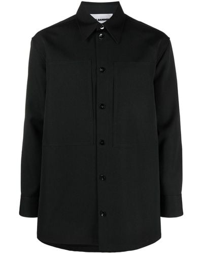 Jil Sander Long-sleeve Wool Shirt - Black
