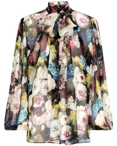 Dolce & Gabbana Blouse With Floral Print - Black