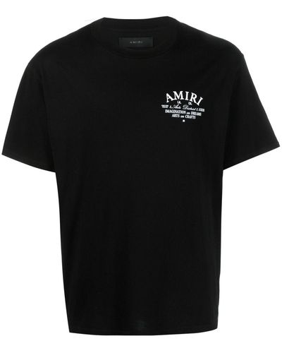 Amiri Black Crew Neck T -Shirt mit Logo - Schwarz