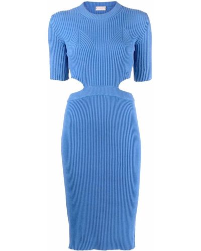 Mrz Ribbed-knit Cut-out Dress - Blue