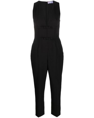 RED Valentino Bow-embellished Cropped Jumpsuit - Black