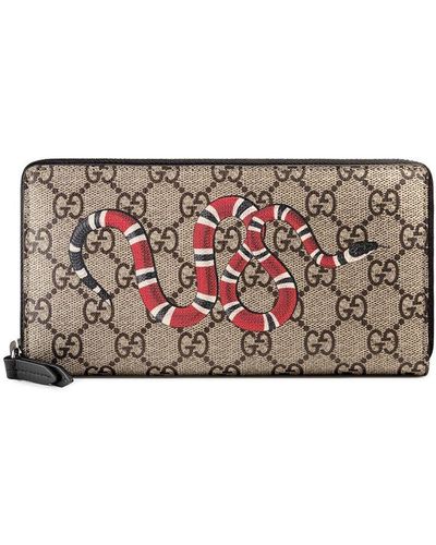 Gucci 'GG Supreme' Portemonnaie mit Schlangen-Print - Mehrfarbig