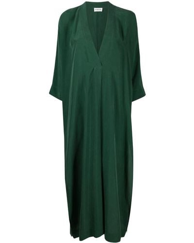 P.A.R.O.S.H. Zijden Maxi-jurk Met V-hals - Groen