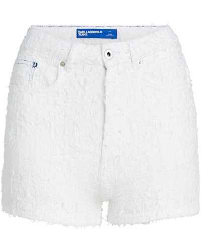 Karl Lagerfeld High-rise Bouclé Denim Shorts - White