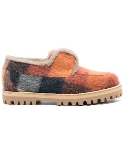 Le Silla Yacht Checkerboard-pattern Felted Loafers - Brown