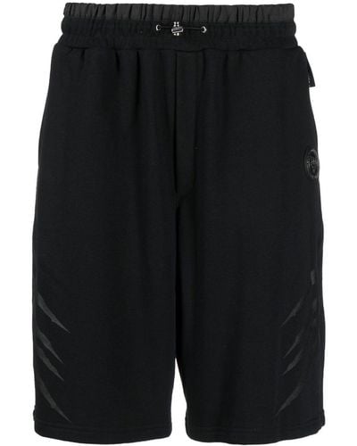 Philipp Plein Stripe-print jogging Shorts - Black