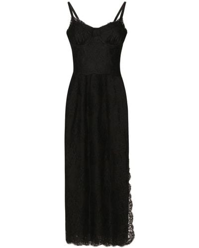 Dolce & Gabbana Slip dress con encaje Chantilly - Negro