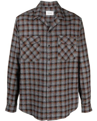 Holzweiler Tartan-check Cotton Shirt - Grey