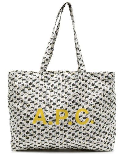 A.P.C. Bolso shopper con logo - Gris
