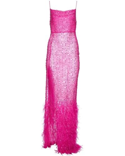 retroféte Alessandra Feather-detailing Dress - Pink