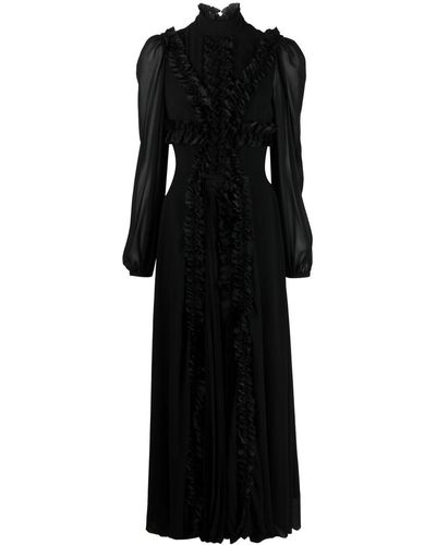 John Richmond Ruffled Long-sleeve Dress - Black