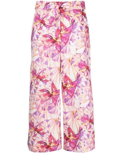 Liu Jo Floral-print Cropped Trousers - Pink
