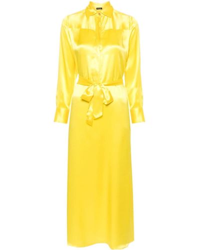 Kiton Classic-collar Silk Shirtdress - Yellow