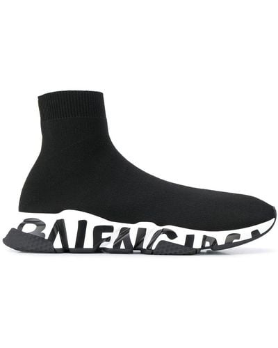 Balenciaga Sneakers Speed Graffiti Nere e Bianche - Nero