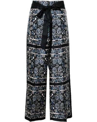 Max Mara Patty Graphic-print Cropped Trousers - Blue