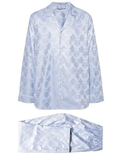 Zimmerli Pyjama Luxury en jacquard - Bleu