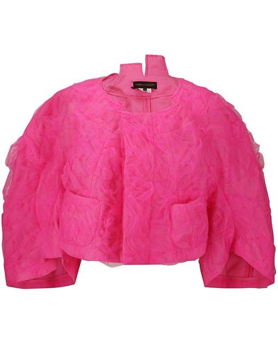 Comme des Garçons Tulle-overlay Cropped Jacket - Pink