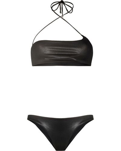 The Attico Set bikini asimmetrico in finta pelle - Nero