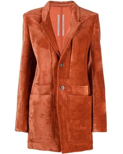 Rick Owens Chaqueta de terciopelo con botones - Naranja