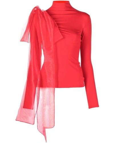 Atu Body Couture Bow-embellished High-neck Top - Red