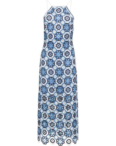 Maje Crochet-overlay Halterneck Dress - Blue
