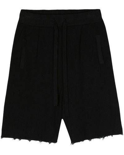 Laneus Knitted Cotton Bermuda Shorts - Black