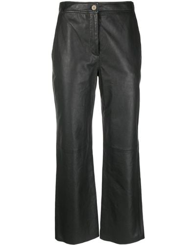 PS by Paul Smith High-waisted Leather Pants - Gray