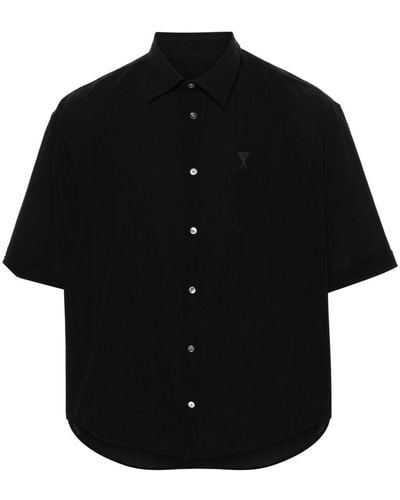 Ami Paris Ami De Coeur-embroidered Shirt - Black
