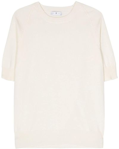 PT Torino Cotton-blend Ribbed T-shirt - White