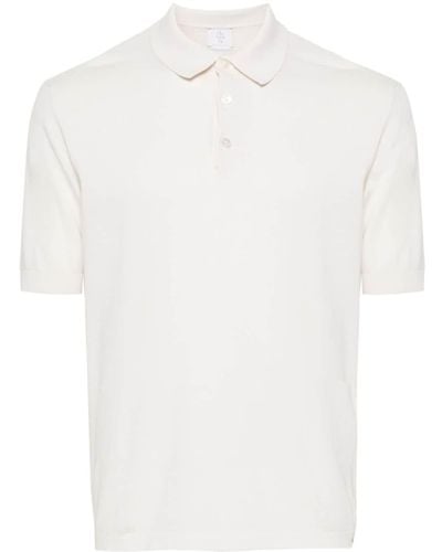 Eleventy Fine-ribbed Cotton Polo Shirt - White