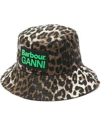 Barbour X Ganni Leopard-print Bucket Hat - Green