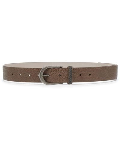 Brunello Cucinelli Monili-detail Leather Belt - Brown
