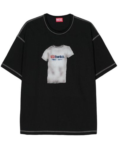 DIESEL T-boxt-n12 Cotton T-shirt - Black