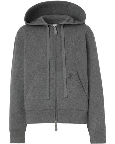 Burberry Bestickter Hoodie - Grau