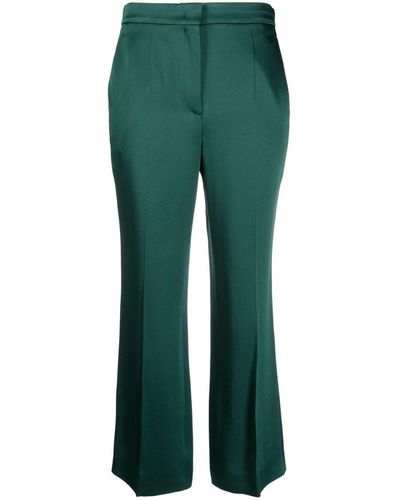 Rochas Satin Cropped Pants - Green