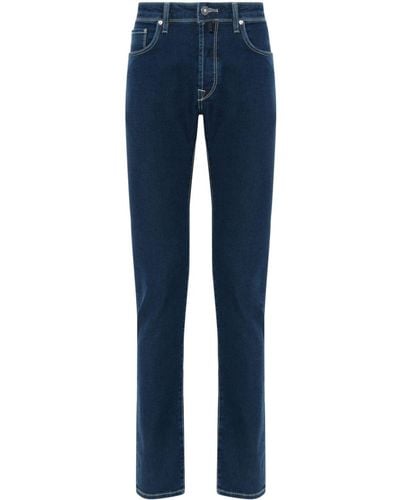 Incotex Slim-Fit-Jeans mit Kontrastnaht - Blau