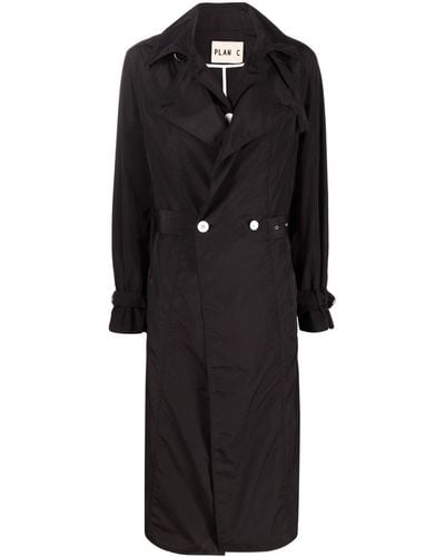 Plan C Belted Trench Coat - Black