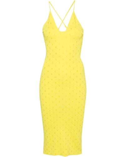 Elisabetta Franchi Rhinestone-embellished Midi Dress - Yellow