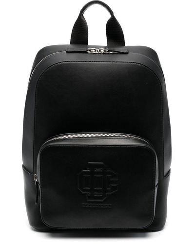 DSquared² Rucksack aus Leder mit Monogramm - Schwarz
