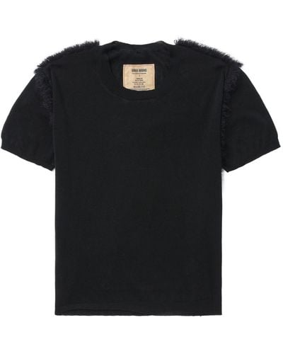 Uma Wang Camiseta con bordes sin rematar - Negro