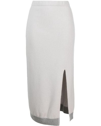 Lorena Antoniazzi Contrasting-border Knitted Skirt - White
