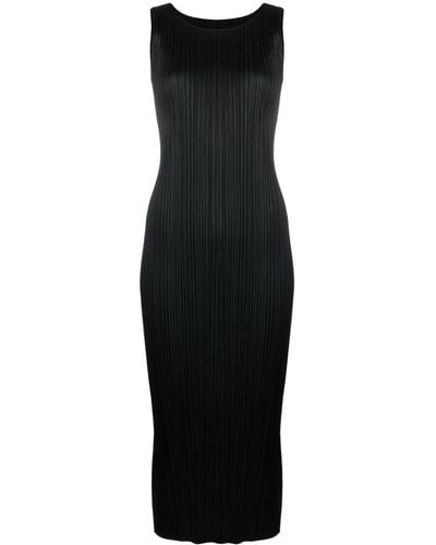 Pleats Please Issey Miyake Pleated Sleeveless Dress - Black