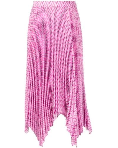 Versace Greca Pleated Midi Skirt - Pink