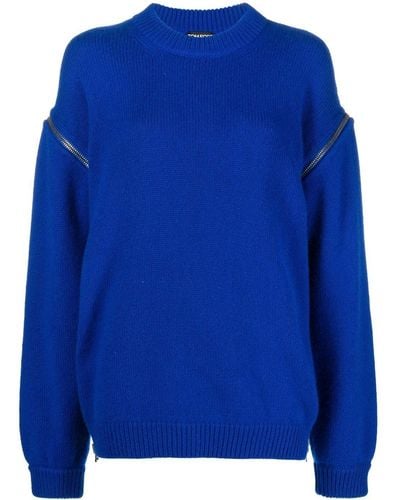 Tom Ford Zip-shoulder Cashmere Sweater - Blue